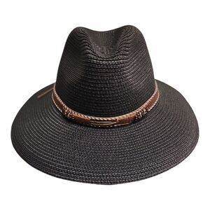 Royal Road Trading Co Hat Men's One Size Panama Black w/ Leather Band